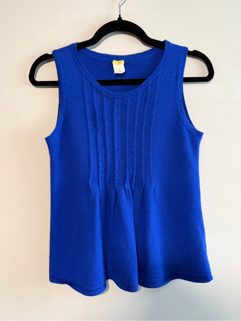 Vintage J.Crew 100% Cashmere Blue Sleeveless Sweater Top Size S